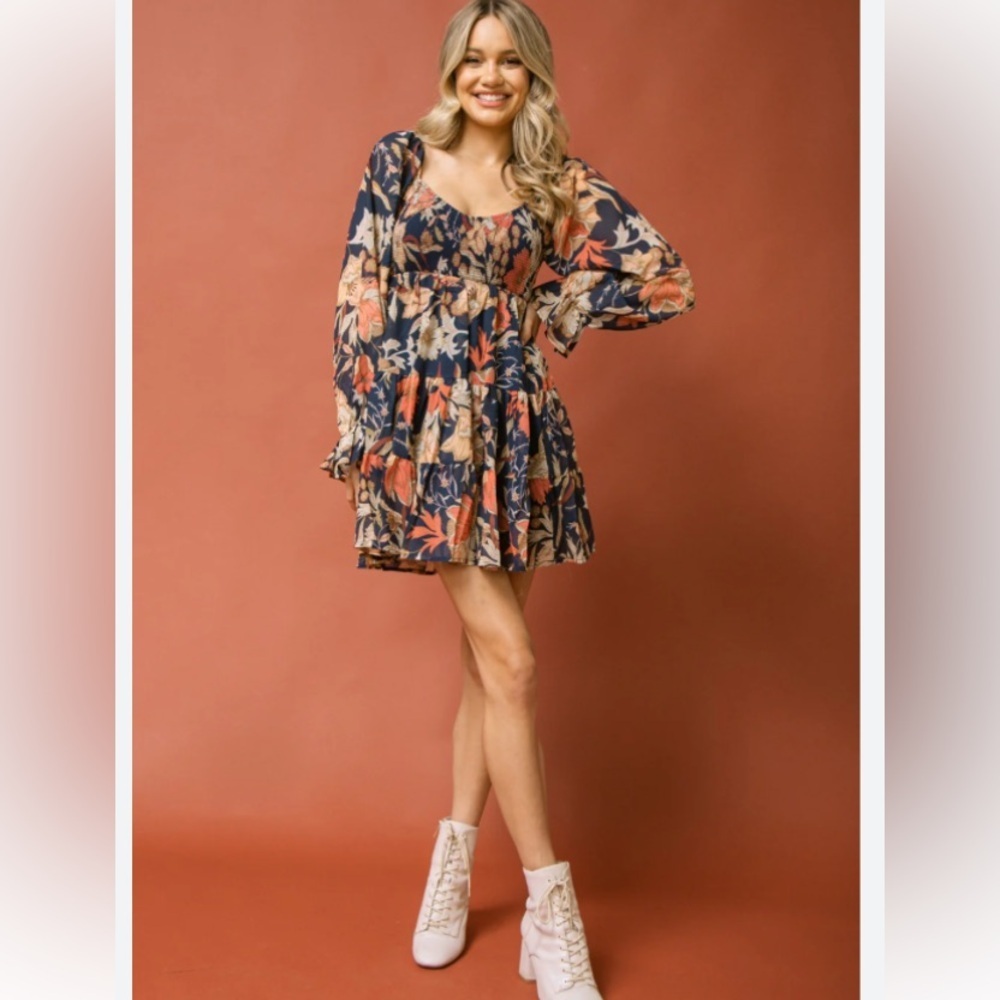 Flying Tomato “Keeper of My Heart” dress. Navy floral. Perfect condition. Size M